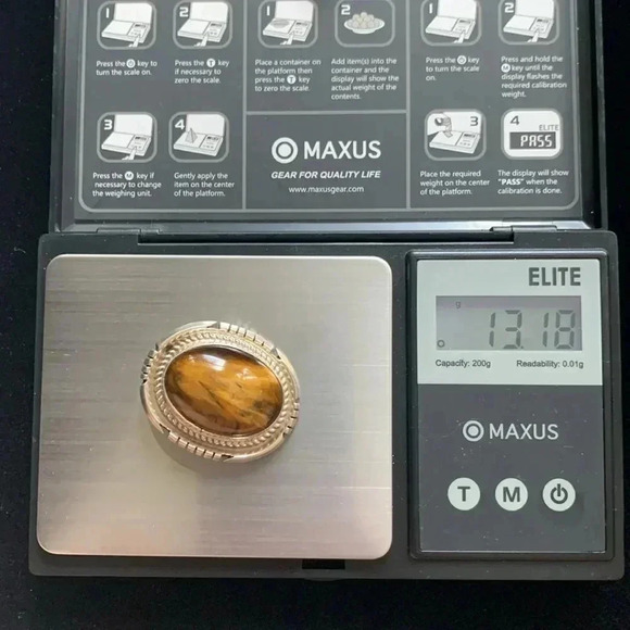 Sterling silver and tiger eye pendant southwestern large - Picture 6 of 7